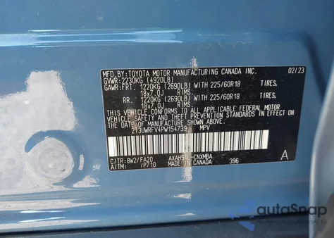 2023 Toyota Rav4 Hybrid Woodland Edition z USA, uszkodzony, nr VIN 2T3UWRFV4PW154739